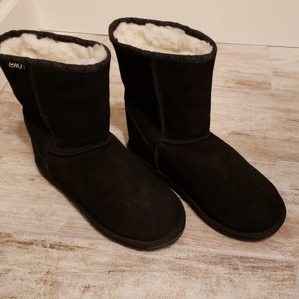 Emu Suede Boots Black 8 Wool Lining